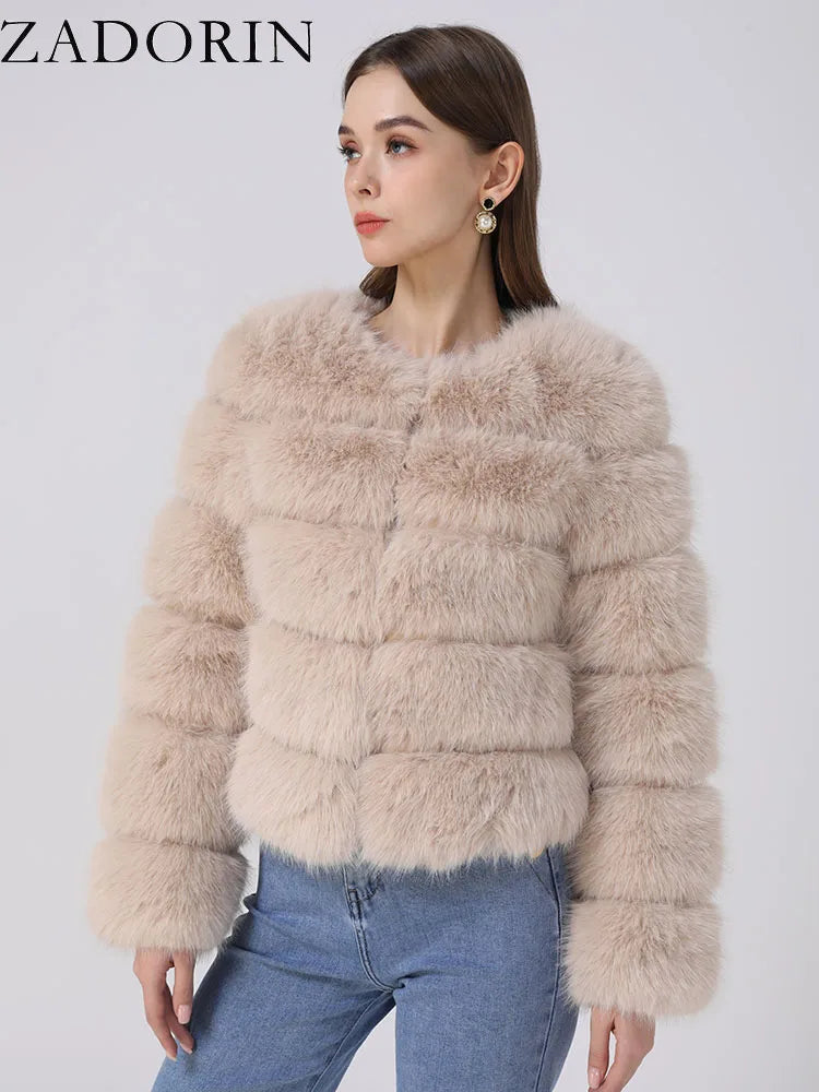 ZADORIN Women's Faux Fox Fur Winter Coat