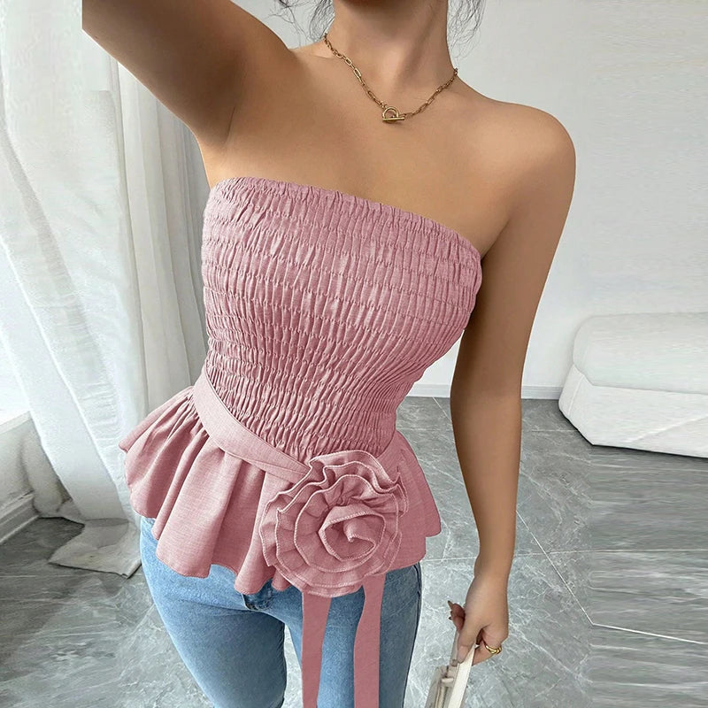 Women's Elegant Strapless Knitted Tube Top