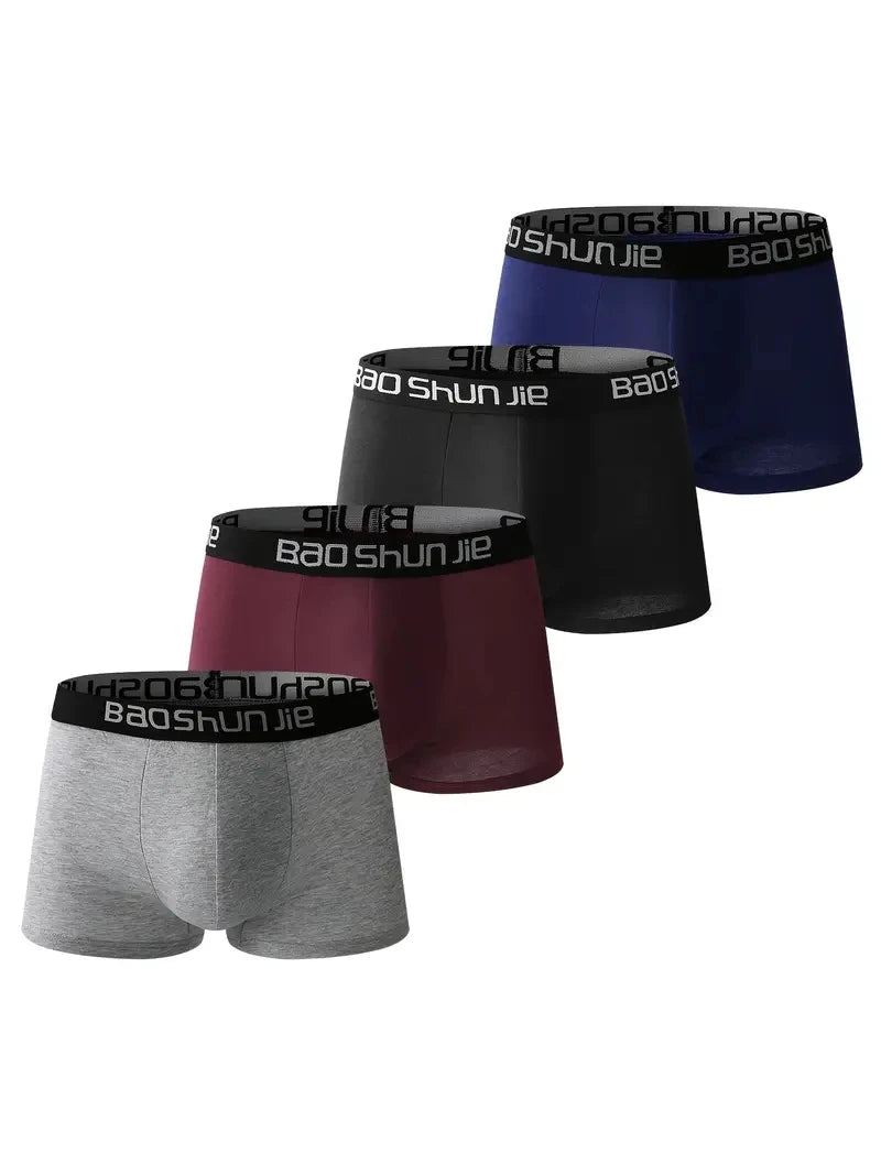 4 piece Men Underwear Cotton Men Boxer Shorts Medium Waist Breathable