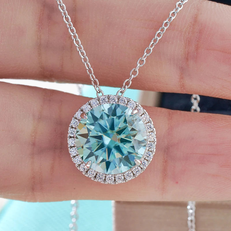 JoyceJelly 5CT Colorful Moissanite Sterling Silver Necklace