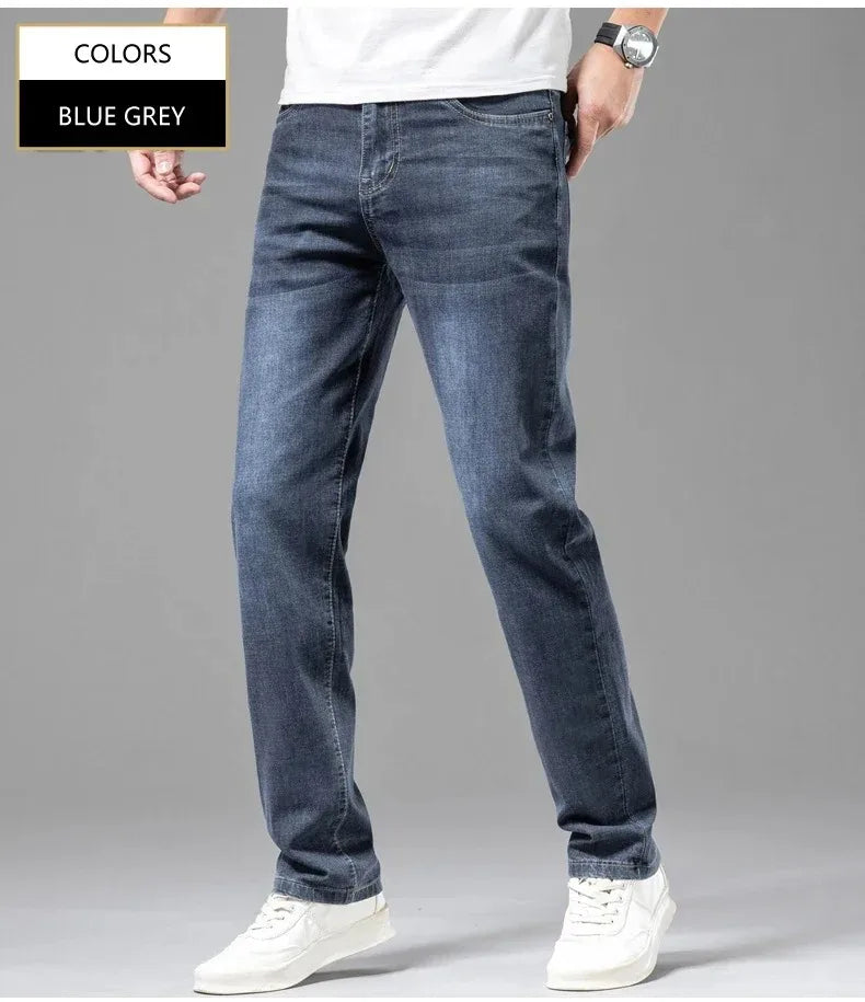 Men's Stretch Straight-Leg Gray Denim Jeans