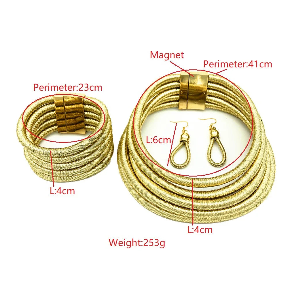 Liffly African Bohemian Choker Necklace & Bracelet Set