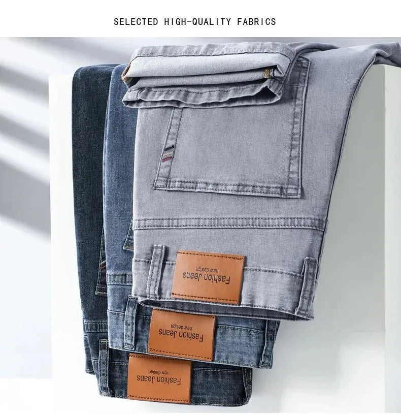 Men's Stretch Straight-Leg Gray Denim Jeans