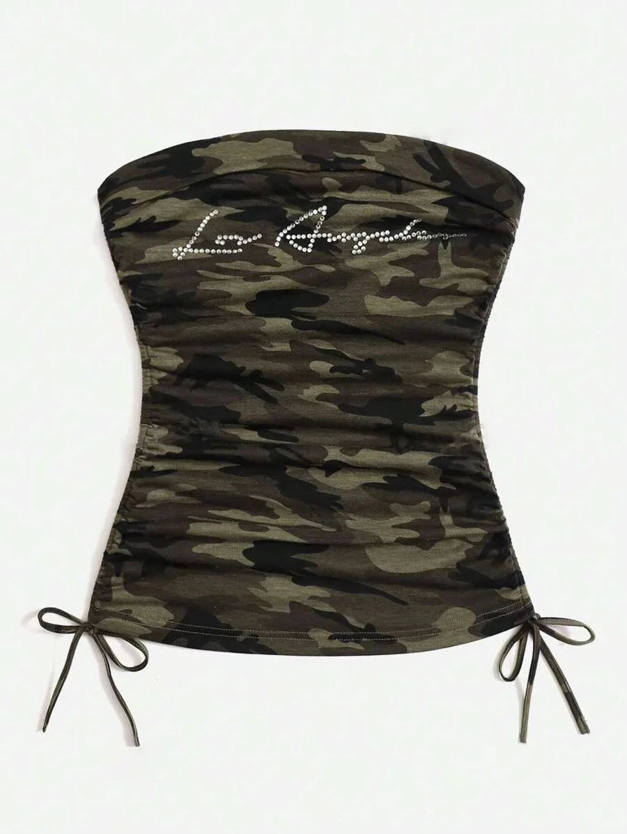 Camouflage Halter Crop Top for Women