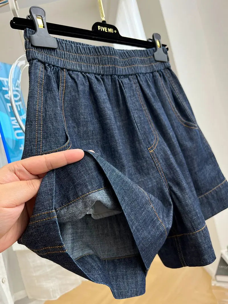 Women's Drawstring Denim Summer Shorts