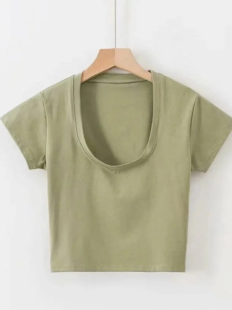 Women's U-Neck Slim Fit Crop Top