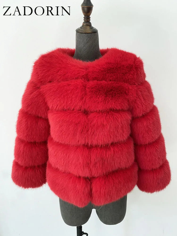 ZADORIN Women's Faux Fox Fur Winter Coat