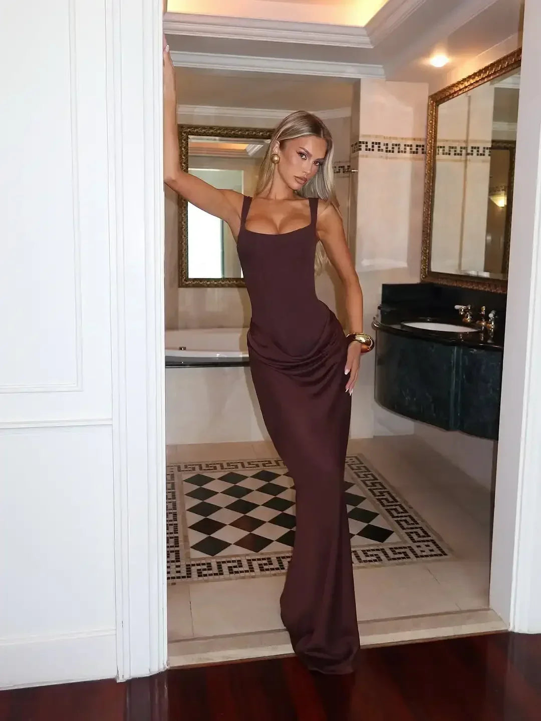 Women's Elegant Pleated Sling Party Dress