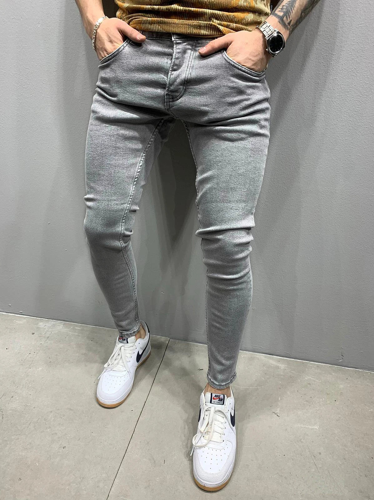Men's Vintage Ripped Skinny Slim Fit Jeans