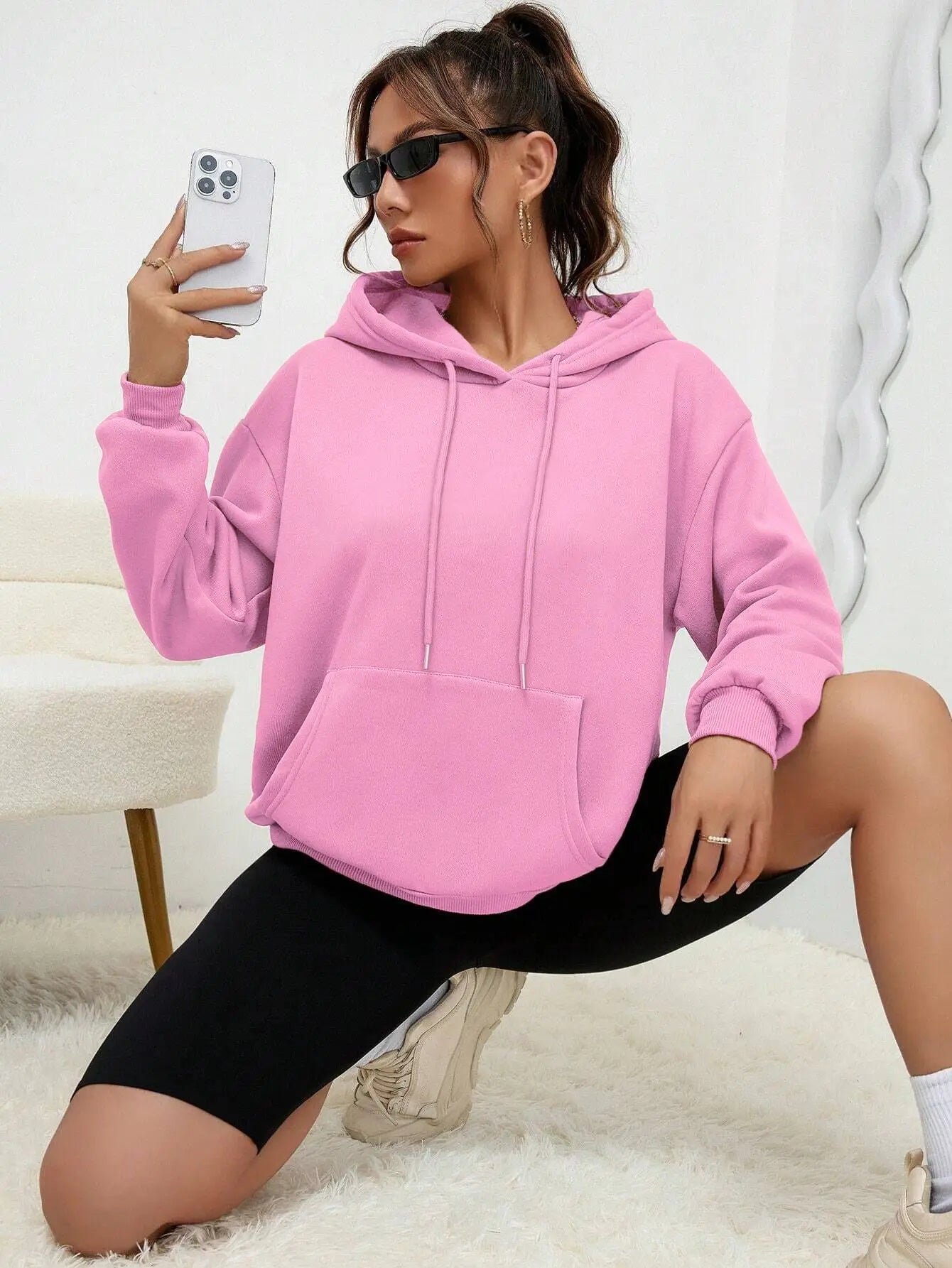 Unisex Solid Color Fleece Hoodie