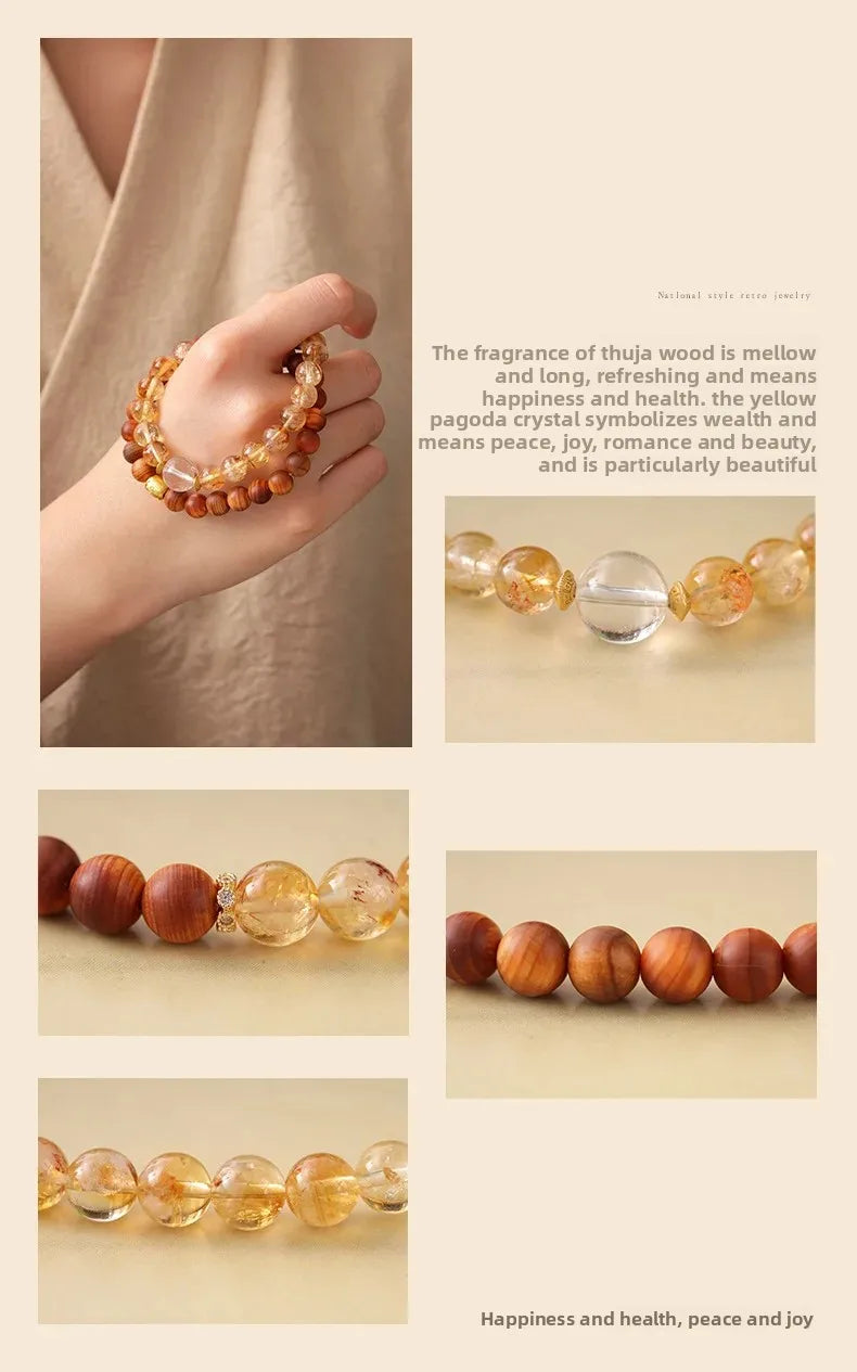 Original Yellow Crystal Double Wrap Bracelet for Men & Women
