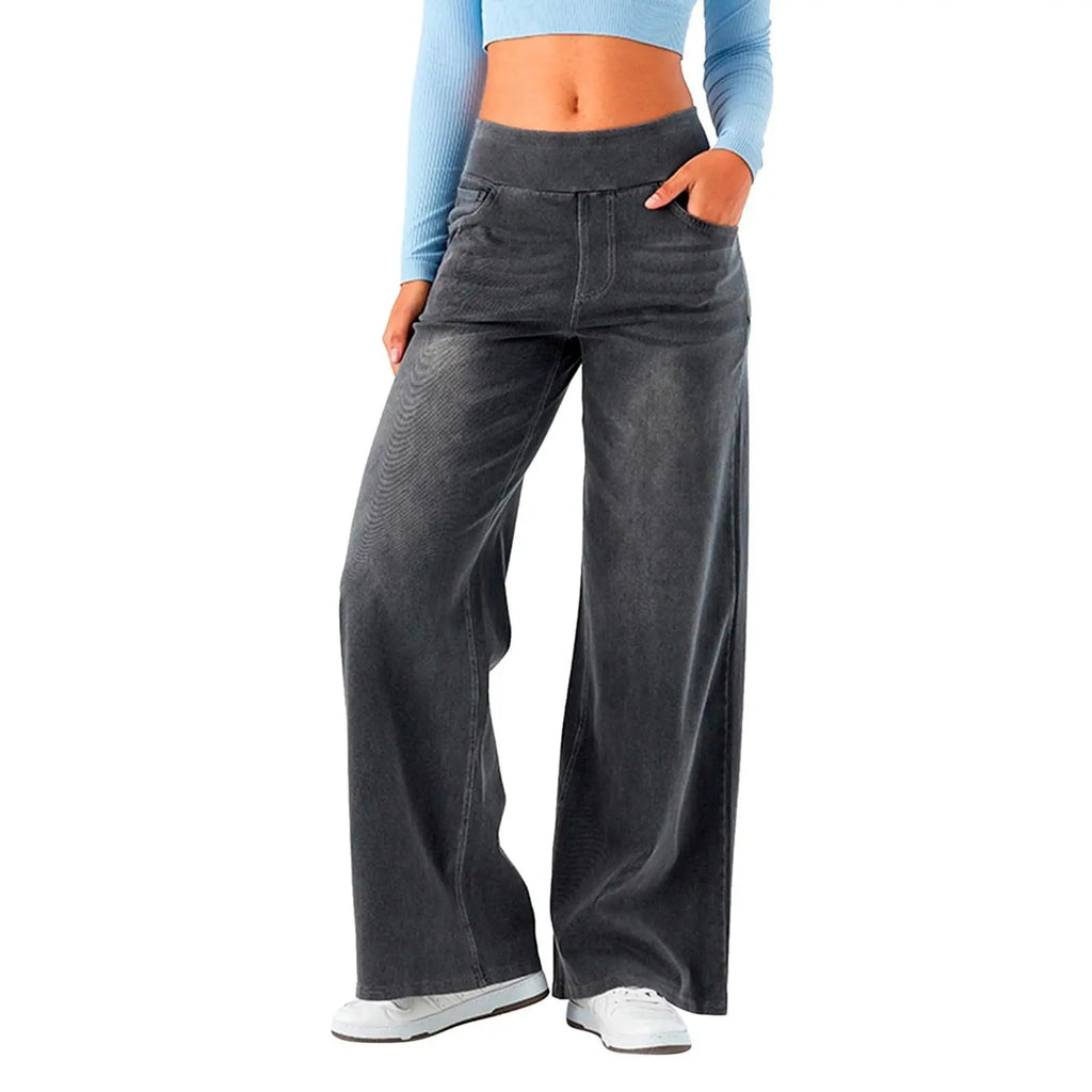 Women's Y2K Wide Leg Elastic Waist Jeans