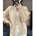 Women's Wool Zip-Up Stand Collar Cardigan