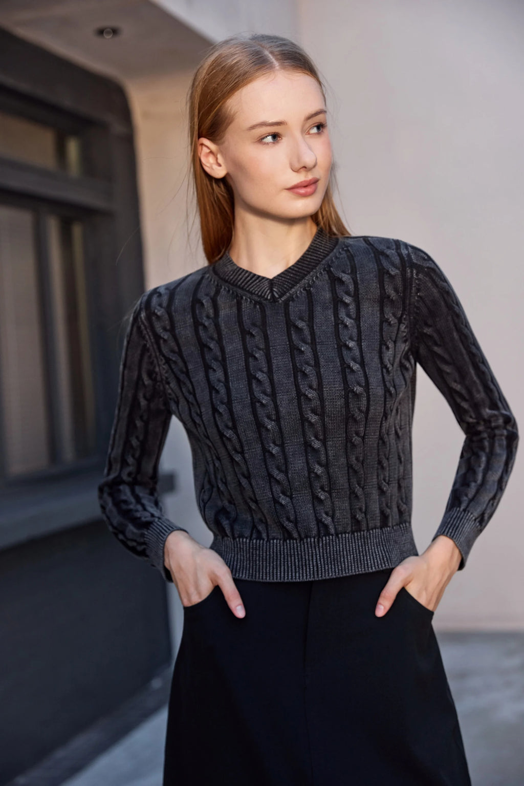 Women's Cable Knit Sweater & Skirt Set