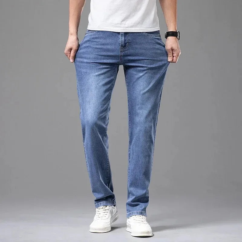 Men's Stretch Straight-Leg Gray Denim Jeans