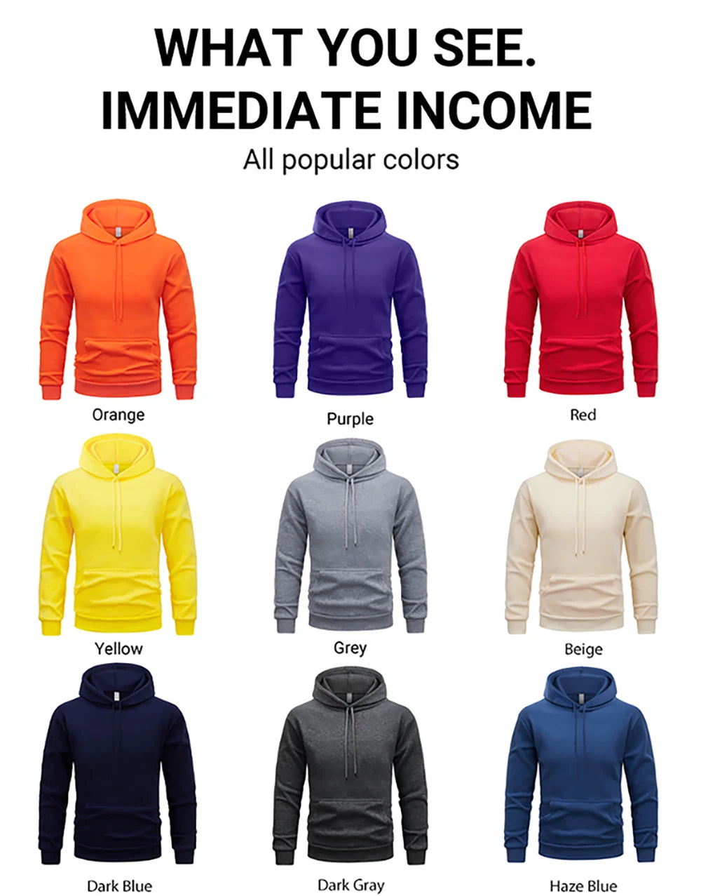 Unisex Solid Color Fleece Hoodie