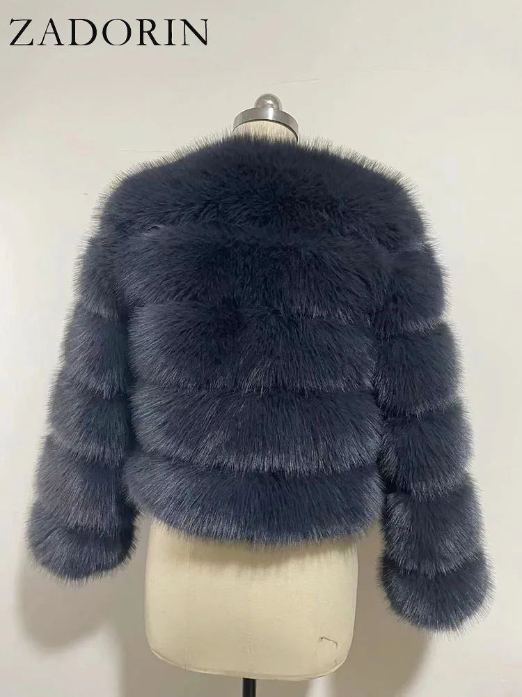 ZADORIN Women's Faux Fox Fur Winter Coat