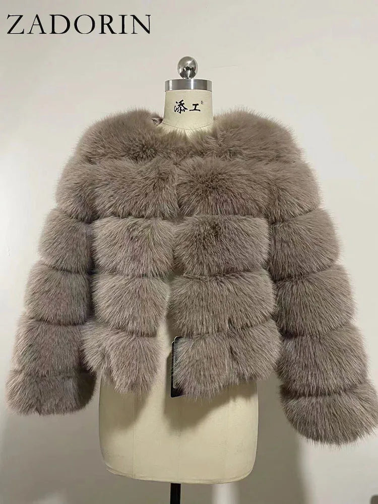 ZADORIN Women's Faux Fox Fur Winter Coat