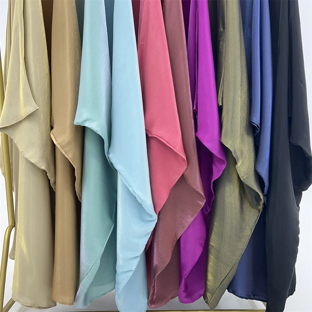 Women's Satin Batwing Sleeve Abaya Maxi Dress