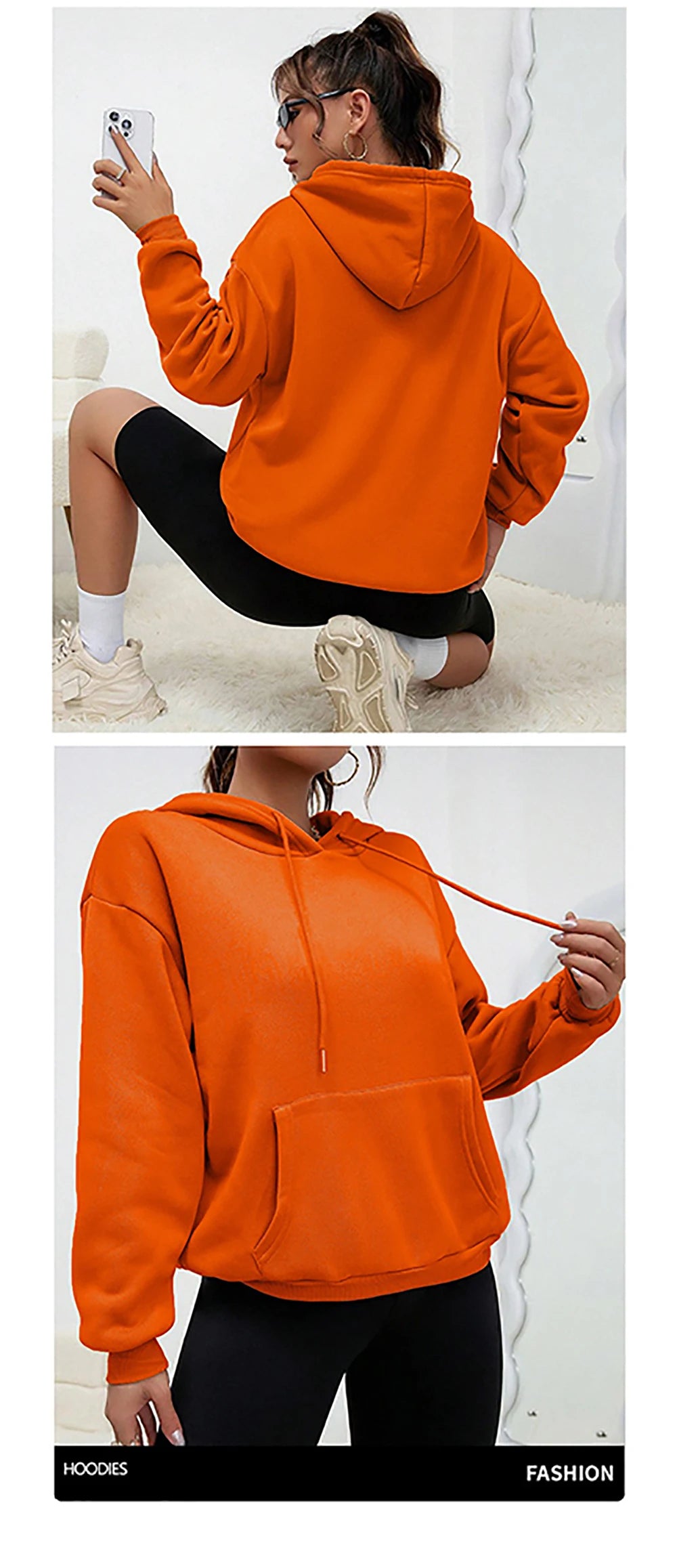 Unisex Solid Color Fleece Hoodie