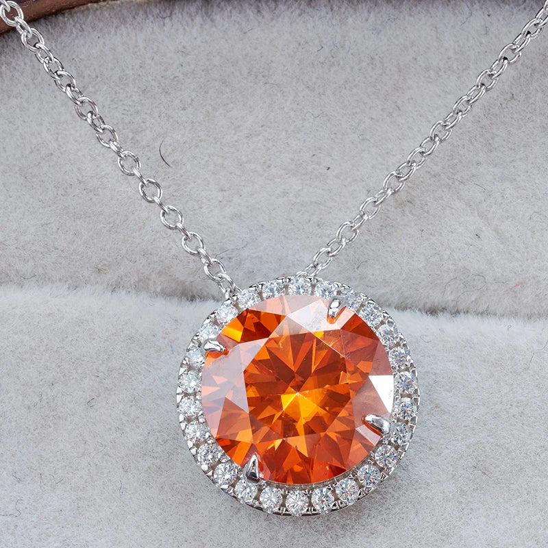 JoyceJelly 5CT Color Moissanite 925 Sterling Silver Necklace