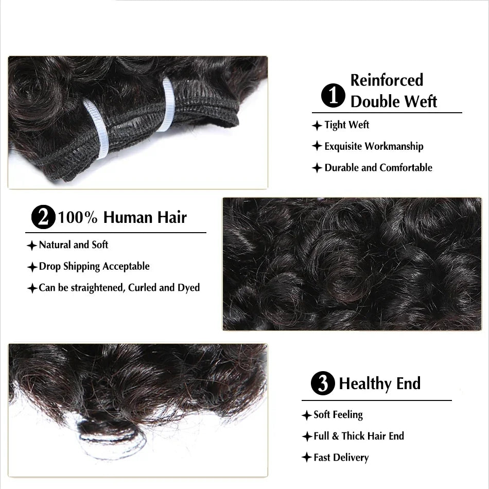 Brazilian Bouncy Curly Human Hair Bundles 6 Inch