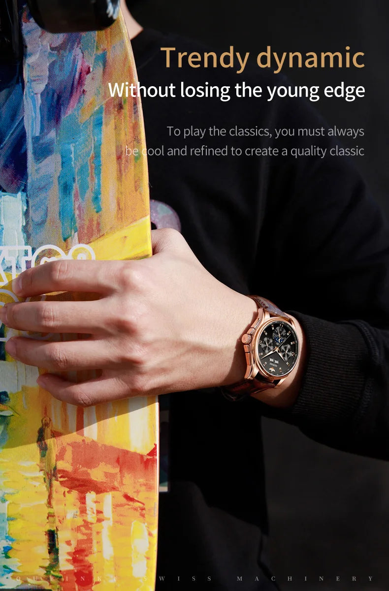 OUPINKE Luxury Automatic Moon Watch