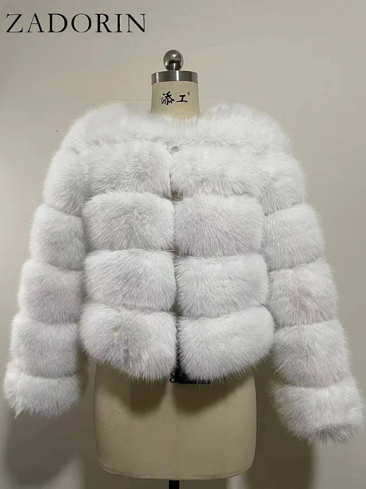 ZADORIN Women's Faux Fox Fur Winter Coat