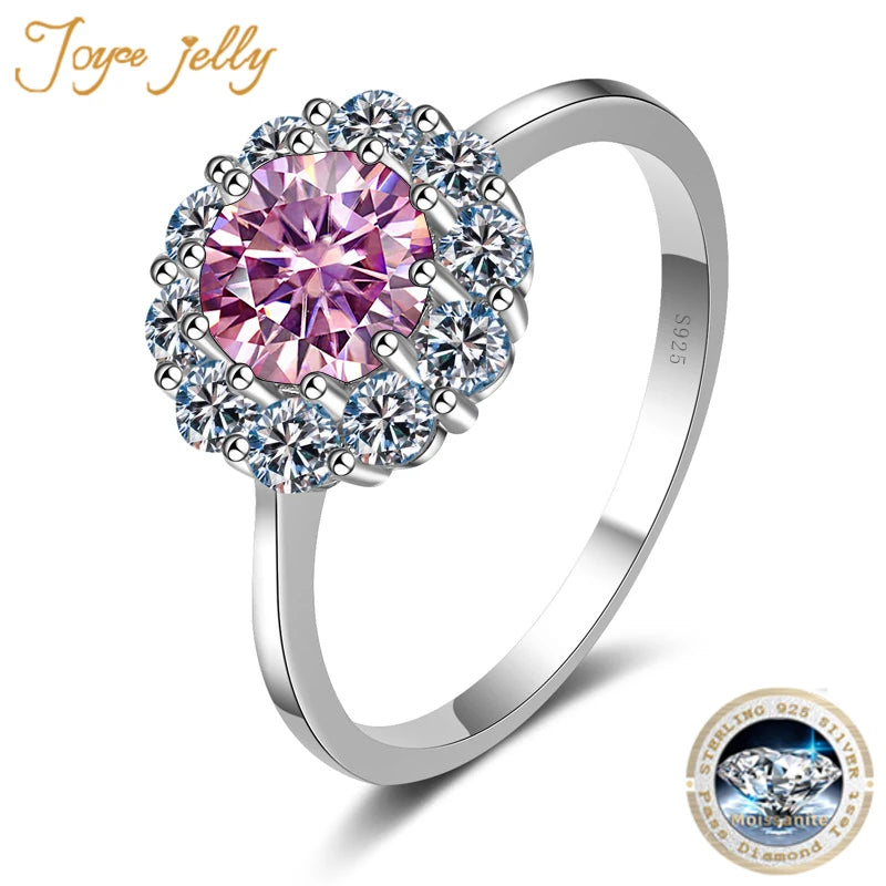 JoyceJelly 1ct 6.5mm Moissanite Flower Shape Engagement Ring D Color VVS Luxury Bridal Wedding Ring (Size 5–9)