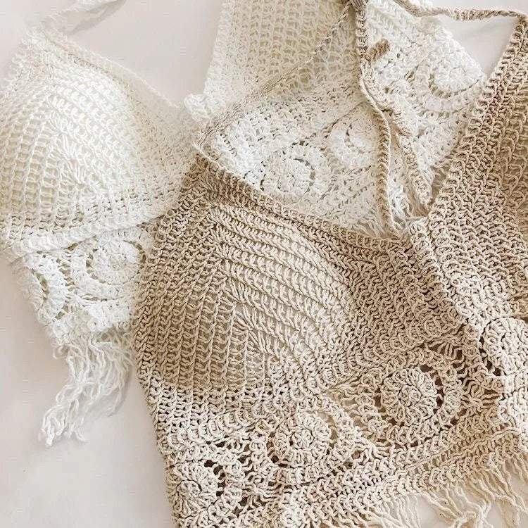 Women's Crochet Corset Tank Top with Built-In Pads