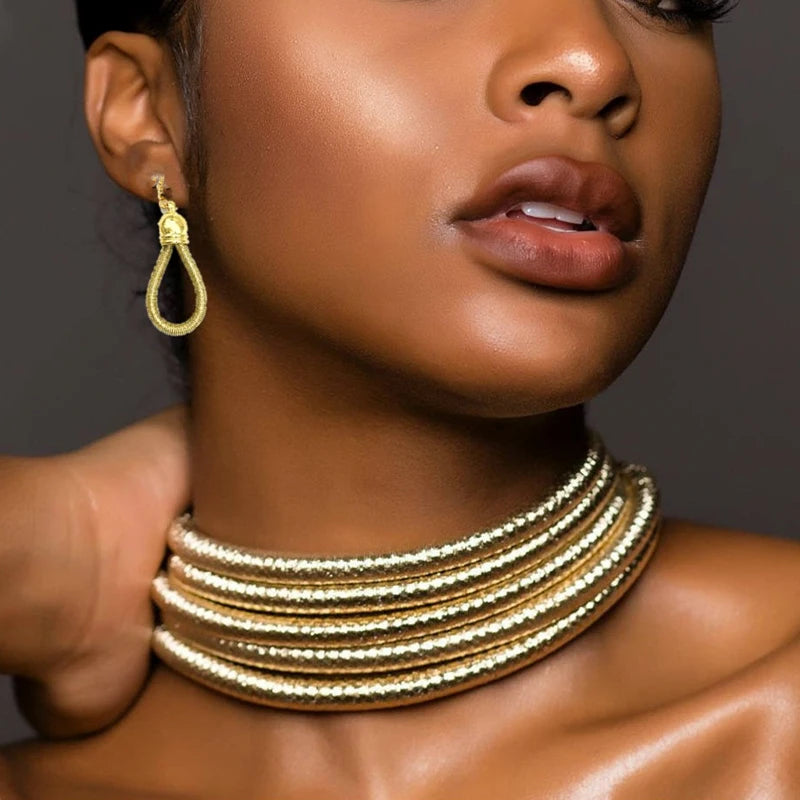 Liffly African Bohemian Choker Necklace & Bracelet Set
