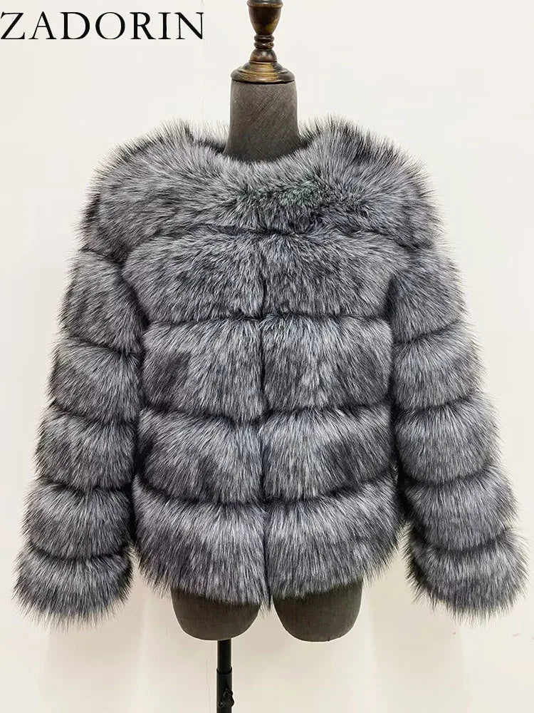 ZADORIN Women's Faux Fox Fur Winter Coat