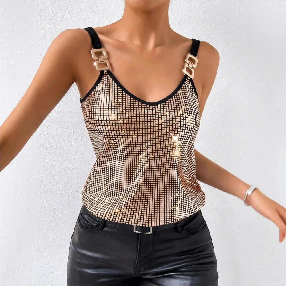 Women's Sexy Sequined Halter Backless Top