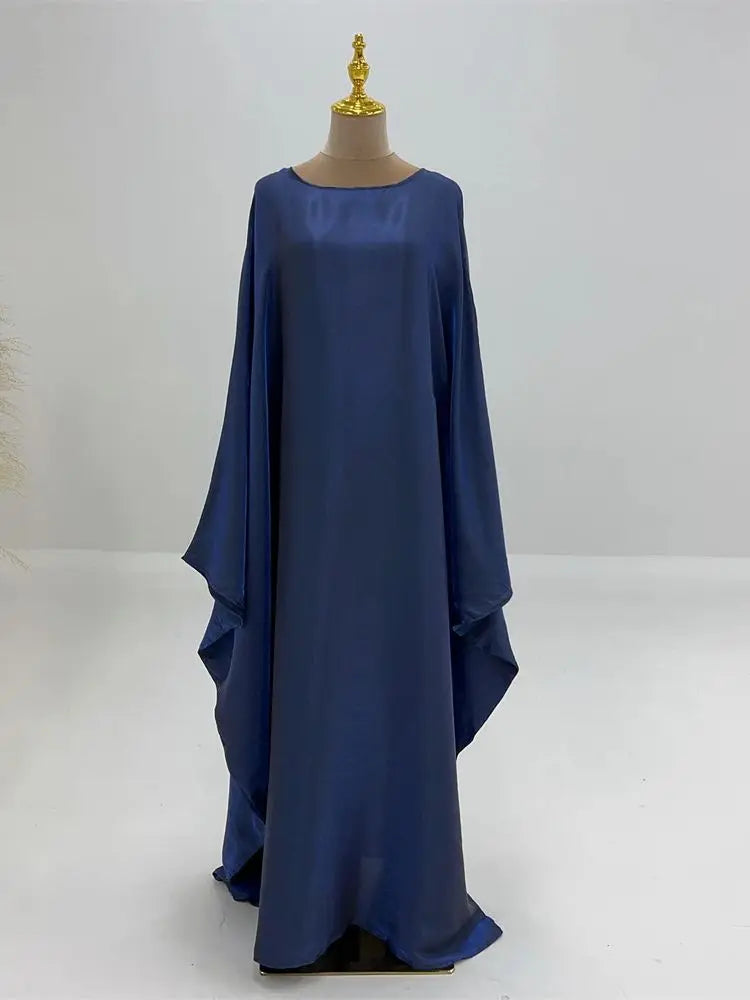 Women's Satin Batwing Sleeve Abaya Maxi Dress