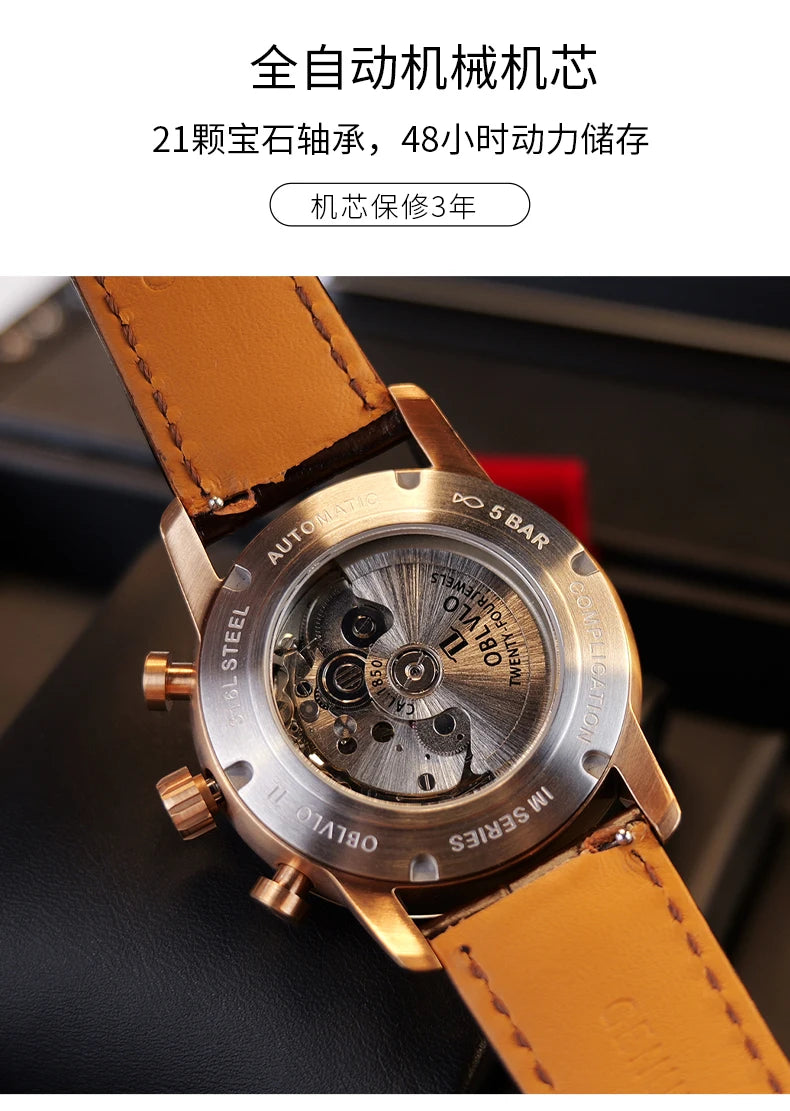 OBLVLO Men's Automatic Sapphire Watch