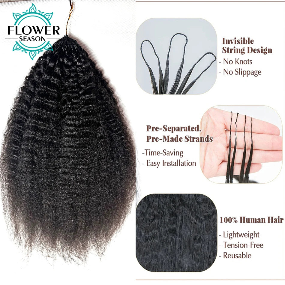 Kinky Straight Human Hair Crochet Extensions 50 Strands