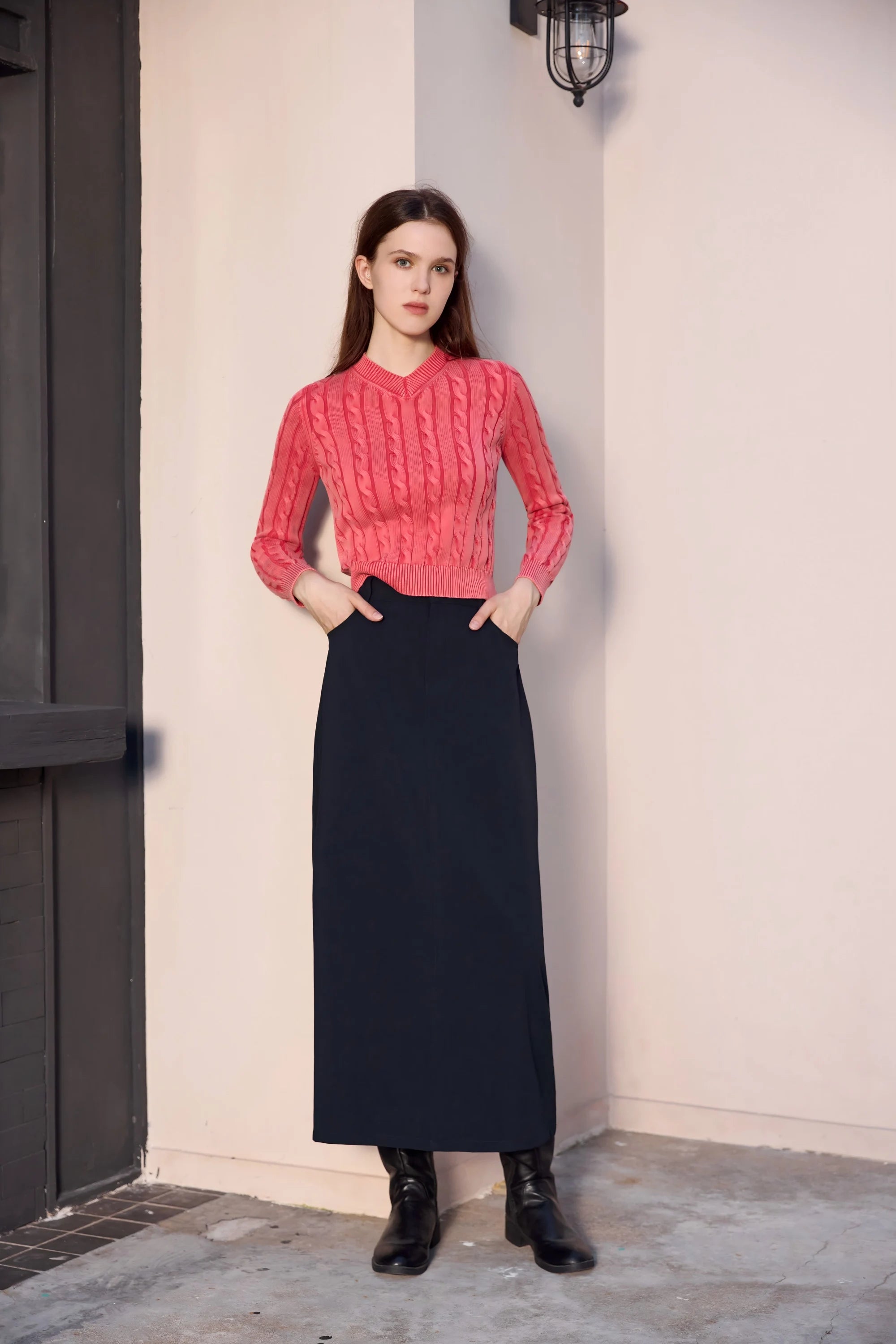 Women's Cable Knit Sweater & Skirt Set