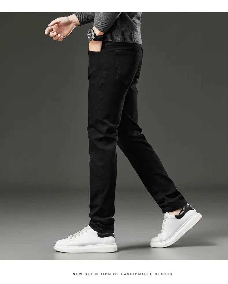 Men's Slim Straight Elastic Jeans