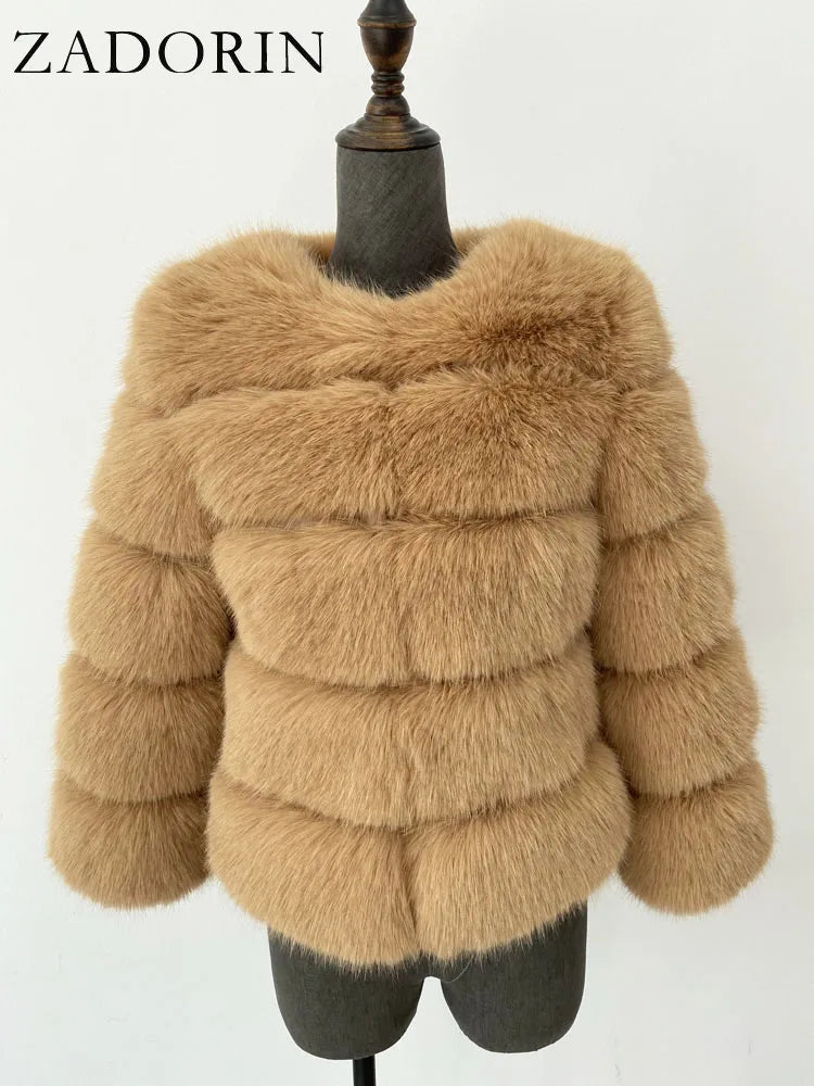 ZADORIN Women's Faux Fox Fur Winter Coat