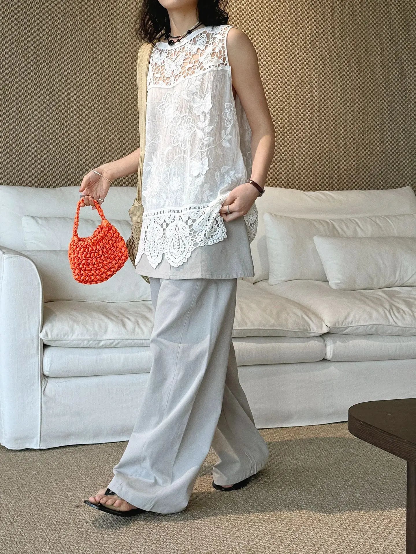 Women's Boho Lace Crochet Sleeveless Cami Top