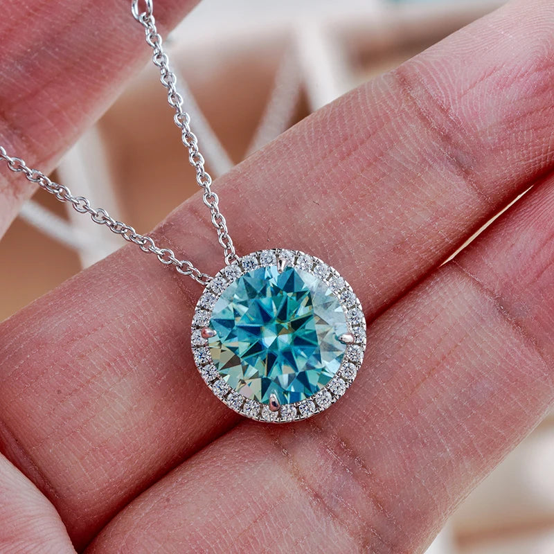 JoyceJelly 5CT Colorful Moissanite Sterling Silver Necklace