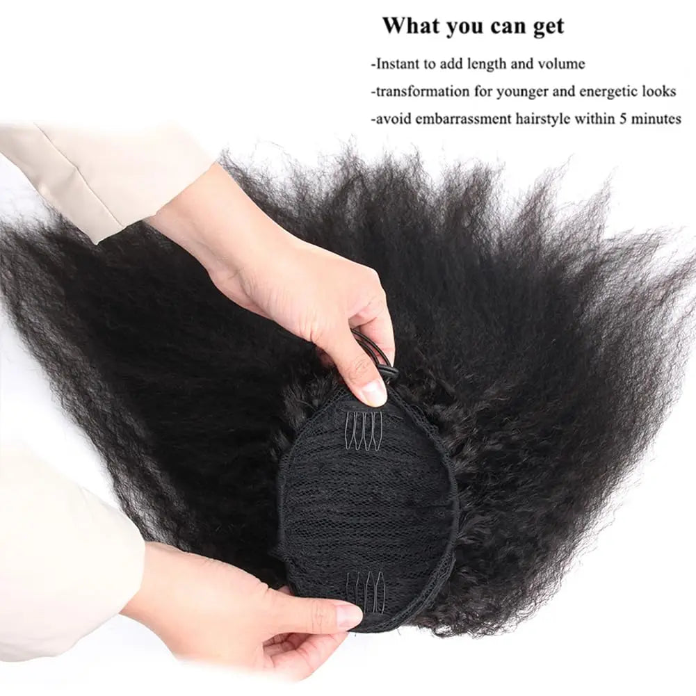 100% Human Hair Kinky Straight Ponytail Extension