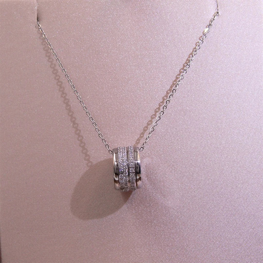 Three-Row Rotatable Crystal Pendant Necklace for Women