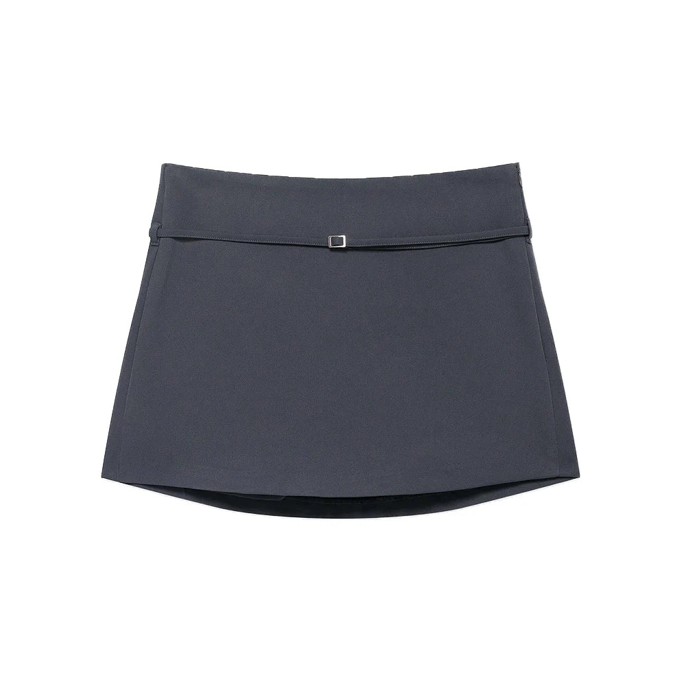 Women's Solid Color Belted Casual Short