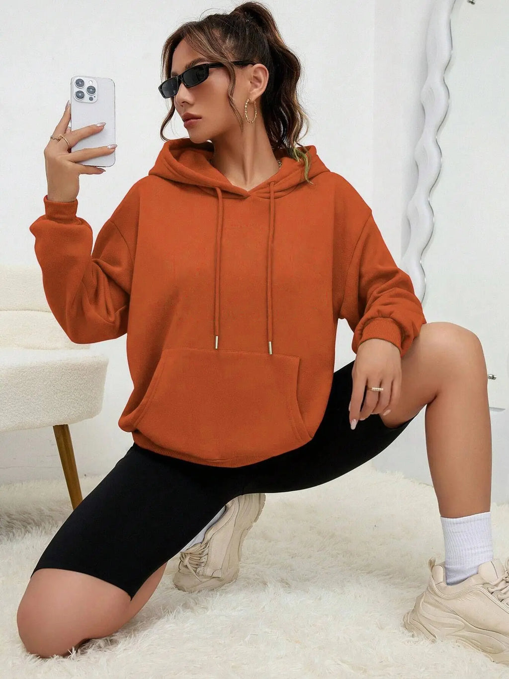 Unisex Solid Color Fleece Hoodie