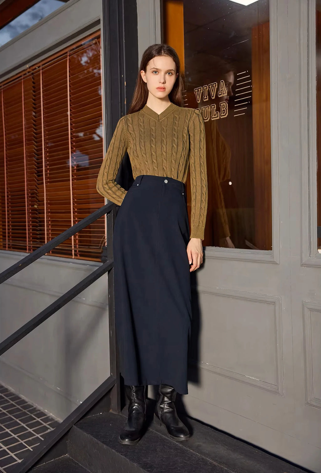 Women's Cable Knit Sweater & Skirt Set