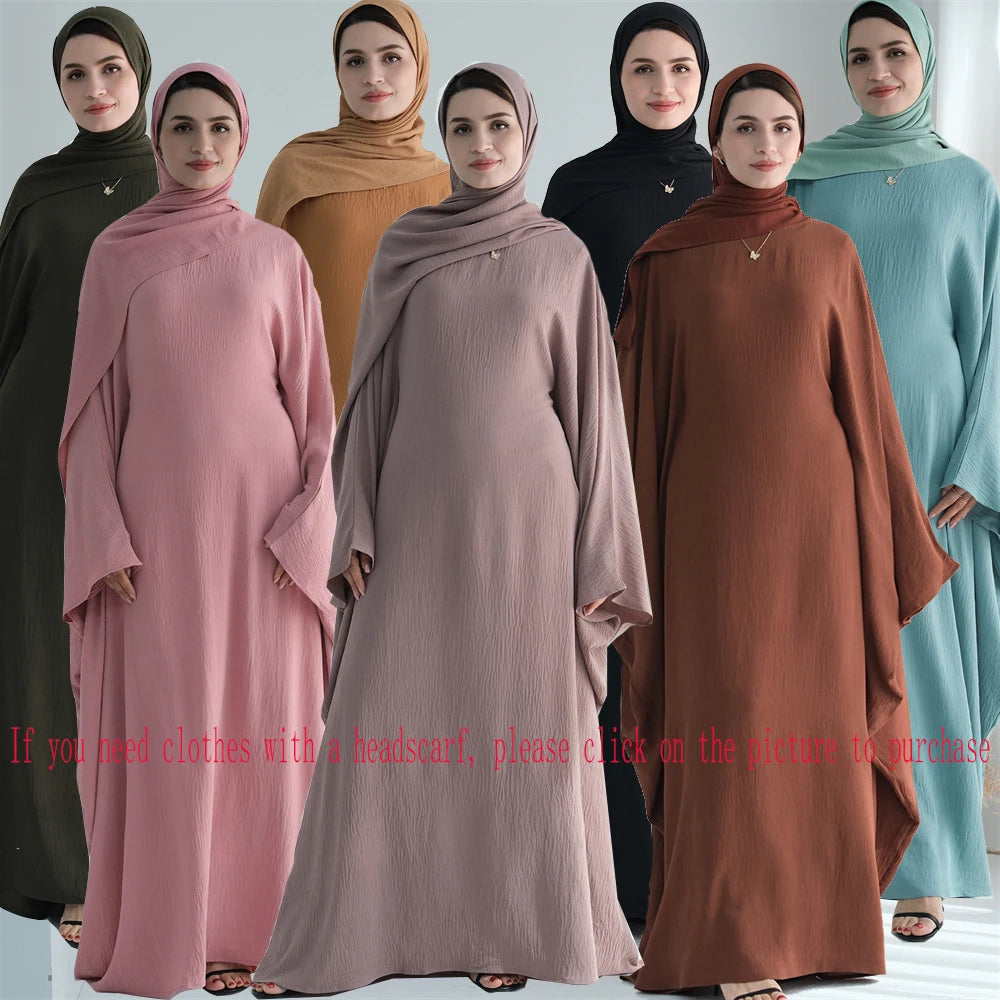 Women's Satin Batwing Sleeve Abaya Maxi Dress