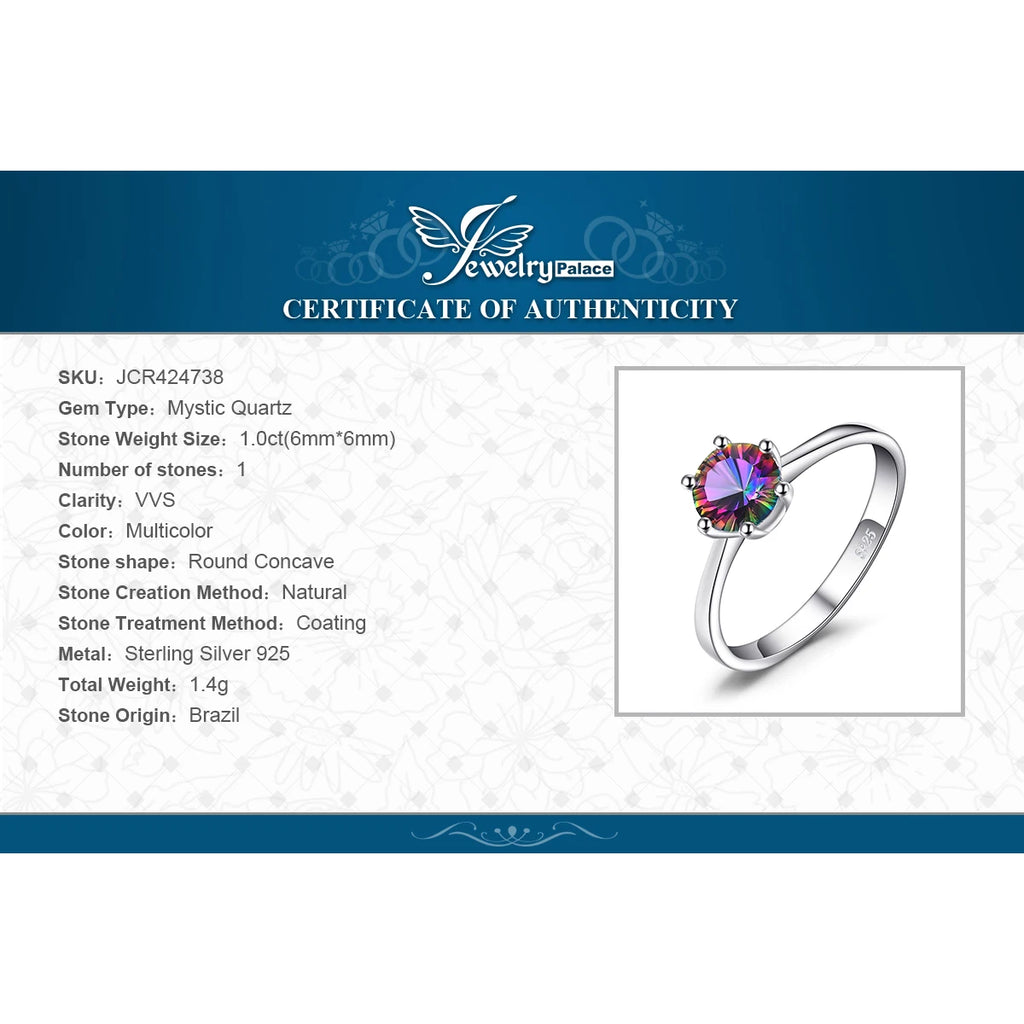 JewelryPalace Rainbow Mystic Quartz 925 Silver Ring