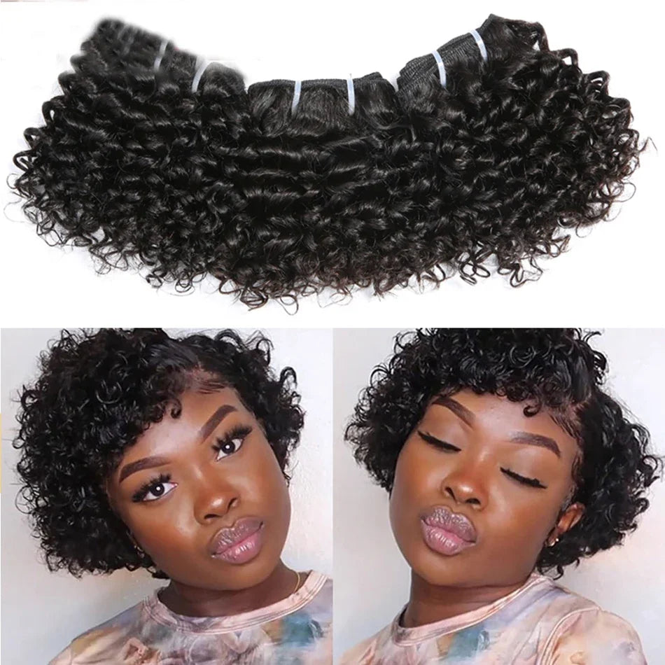 Brazilian Bouncy Curly Human Hair Bundles 6 Inch