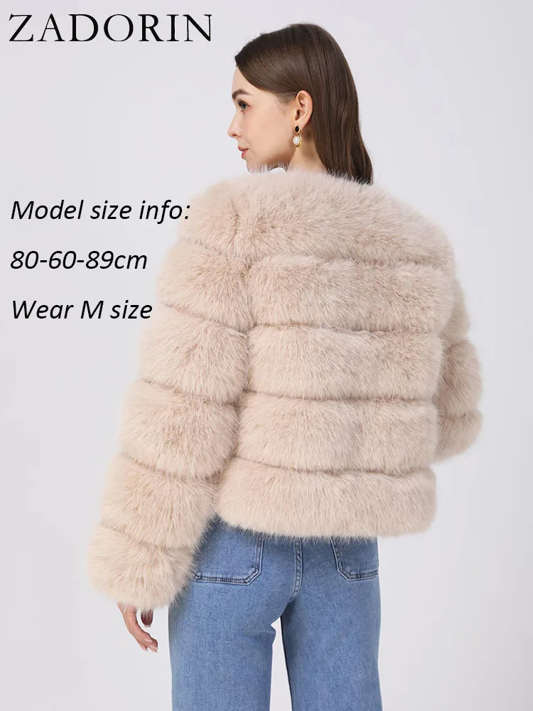 ZADORIN Women's Faux Fox Fur Winter Coat